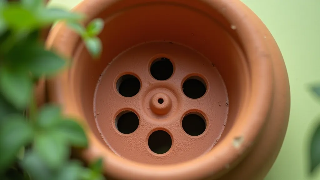Bottom view of quality plant pot showing multiple drainage holes drilled into plastic base
